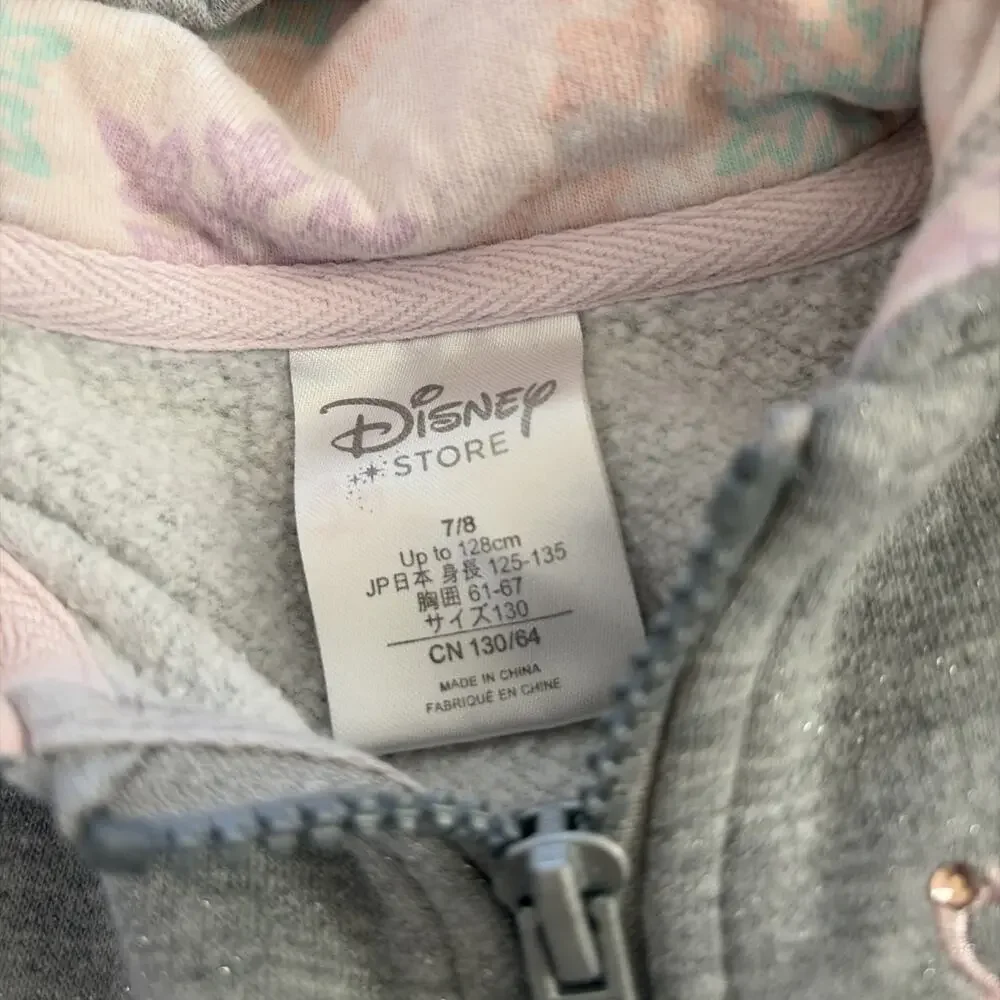 Disney Store Frozen Girls Sz 7/8 Hoodie Snowflakes Sweater‎ Glitter Rhinestones